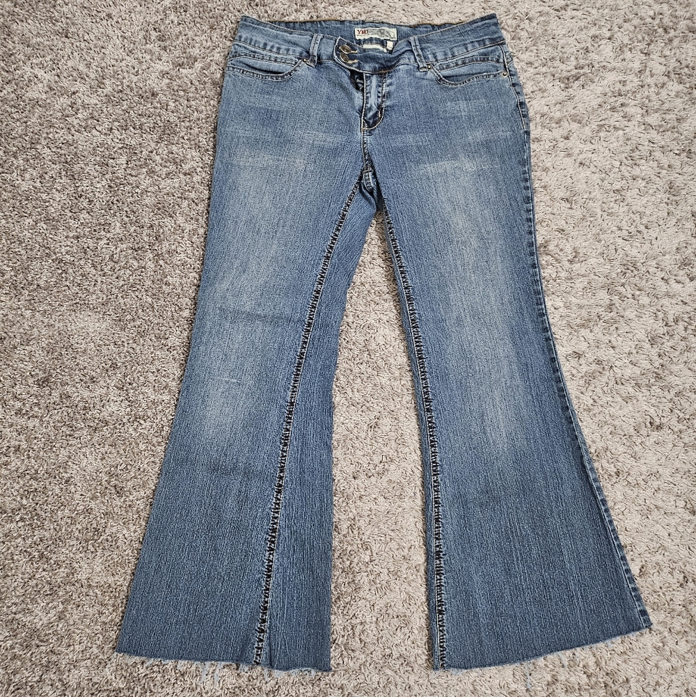 YMI Y2K Low Rise Flare Jeans Size 11 Bootcut Light‎ Wash Stretch Denim Retro